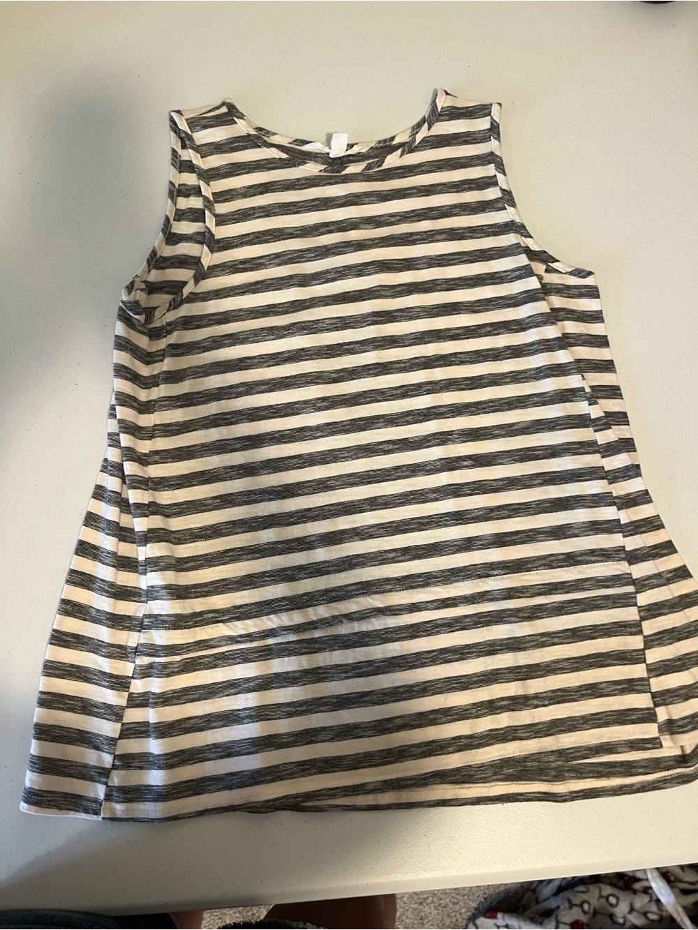 Athleta Womens Striped A lime Tank Top - White & Gray
